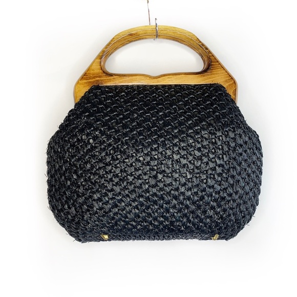 Vintage Handbags - Vintage Gaymode Natural Woven Bamboo Handle Purse
